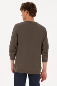 US Polo Assn. Men Crew Neck Regular Fit Petek textured Mink Sweatshirt - Image 5