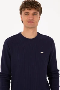 US Polo Assn. Men Crew Neck Regular Fit Petek textured Plum Sweatshirt - Image 2