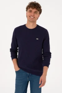 US Polo Assn. Men Crew Neck Regular Fit Petek textured Plum Sweatshirt - Image 3