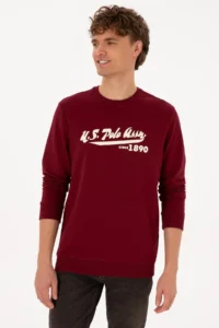 US Polo Assn. Men Crew Neck Regular Fit Burgundy Thin Sweatshirt - Image 3