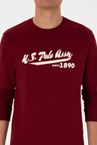 US Polo Assn. Men Crew Neck Regular Fit Burgundy Thin Sweatshirt - Image 6