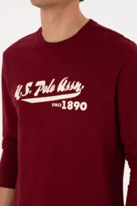 US Polo Assn. Men Crew Neck Regular Fit Burgundy Thin Sweatshirt - Image 7