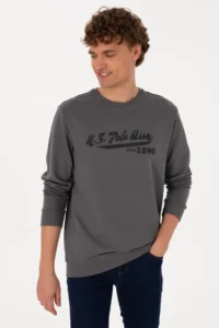 US Polo Assn. Men Crew Neck Regular Fit Gray Thin Sweatshirt