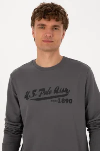 US Polo Assn. Men Crew Neck Regular Fit Gray Thin Sweatshirt - Image 2