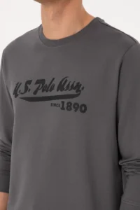 US Polo Assn. Men Crew Neck Regular Fit Gray Thin Sweatshirt - Image 7