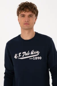 US Polo Assn. Men Crew Neck Regular Fit Navy Blue Thin Sweatshirt - Image 2