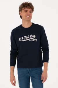 US Polo Assn. Men Crew Neck Regular Fit Navy Blue Thin Sweatshirt - Image 3
