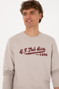 US Polo Assn. Men Crew Neck Regular Fit Stone Thin Sweatshirt - Image 2