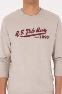US Polo Assn. Men Crew Neck Regular Fit Stone Thin Sweatshirt - Image 6