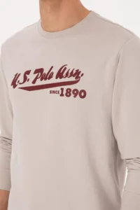 US Polo Assn. Men Crew Neck Regular Fit Stone Thin Sweatshirt - Image 7