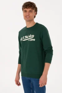 US Polo Assn. Men Crew Neck Regular Fit Dark Green Thin Sweatshirt - Image 3