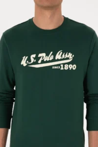 US Polo Assn. Men Crew Neck Regular Fit Dark Green Thin Sweatshirt - Image 6