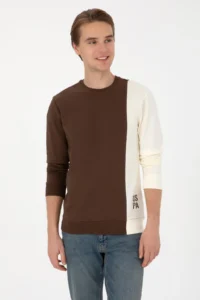 US Polo Assn. Men Regular Fit Crew Neck Brown Thin Sweatshirt