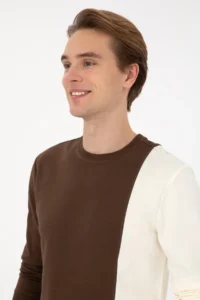 US Polo Assn. Men Regular Fit Crew Neck Brown Thin Sweatshirt - Image 2