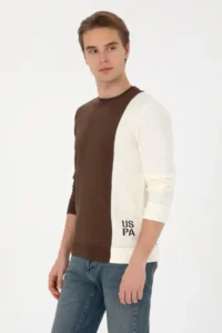 US Polo Assn. Men Regular Fit Crew Neck Brown Thin Sweatshirt - Image 3