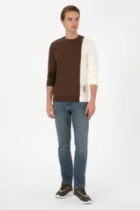 US Polo Assn. Men Regular Fit Crew Neck Brown Thin Sweatshirt - Image 4