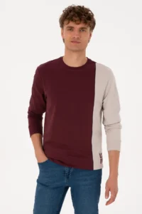 US Polo Assn. Men Regular Fit Crew Neck Burgundy Thin Sweatshirt