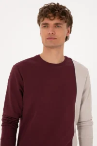 US Polo Assn. Men Regular Fit Crew Neck Burgundy Thin Sweatshirt - Image 2