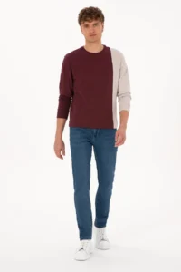 US Polo Assn. Men Regular Fit Crew Neck Burgundy Thin Sweatshirt - Image 4