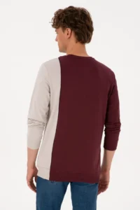 US Polo Assn. Men Regular Fit Crew Neck Burgundy Thin Sweatshirt - Image 5