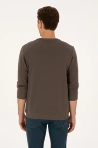 US Polo Assn. Men Regular Fit Crew Neck Mink Sweatshirt - Image 5