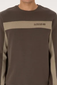 US Polo Assn. Men Regular Fit Crew Neck Mink Sweatshirt - Image 6