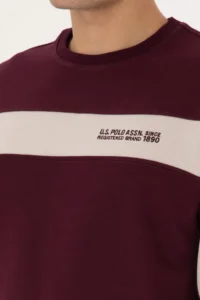US Polo Assn. Men Regular Fit Crew Neck Burgundy Sweatshirt - Image 7