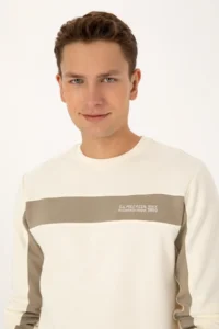 US Polo Assn. Men Regular Fit Crew Neck Cream Sweatshirt - Image 2
