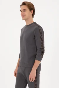 US Polo Assn. Men Regular Fit Crew Neck Gray Sweatshirt - Image 3