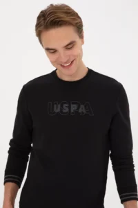 US Polo Assn. Men Regular Fit Crew Neck Black Sweatshirt - Image 2