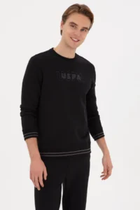 US Polo Assn. Men Regular Fit Crew Neck Black Sweatshirt - Image 3
