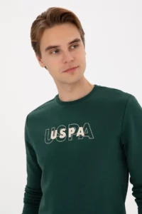 US Polo Assn. Men Regular Fit Crew Neck Dark Green Sweatshirt - Image 2
