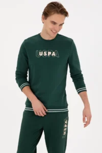 US Polo Assn. Men Regular Fit Crew Neck Dark Green Sweatshirt - Image 3