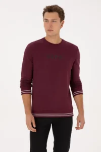 US Polo Assn. Men Regular Fit Crew Neck Burgundy Sweatshirt