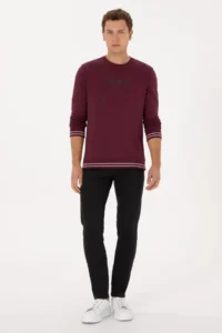 US Polo Assn. Men Regular Fit Crew Neck Burgundy Sweatshirt - Image 4