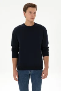 US Polo Assn. Men comfort Fit Crew Neck Navy Blue Thin Sweatshirt - Image 3