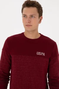 US Polo Assn. Men Regular Fit Crew Neck Burgundy Sweatshirt - Image 2