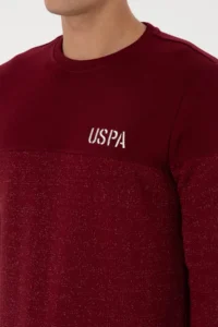 US Polo Assn. Men Regular Fit Crew Neck Burgundy Sweatshirt - Image 7