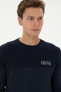 US Polo Assn. Men Regular Fit Crew Neck Navy Blue Sweatshirt - Image 2