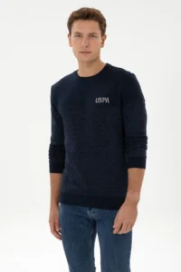 US Polo Assn. Men Regular Fit Crew Neck Navy Blue Sweatshirt - Image 3