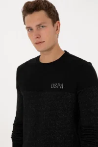 US Polo Assn. Men Regular Fit Crew Neck Black Sweatshirt - Image 2