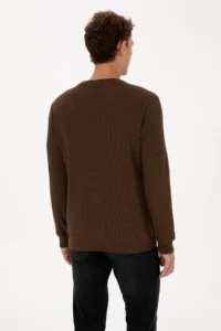 US Polo Assn. Men Regular Fit Crew Neck Brown Sweatshirt - Image 5
