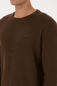 US Polo Assn. Men Regular Fit Crew Neck Brown Sweatshirt - Image 7