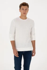 US Polo Assn. Men Regular Fit Crew Neck White Sweatshirt - Image 3