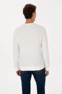 US Polo Assn. Men Regular Fit Crew Neck White Sweatshirt - Image 5