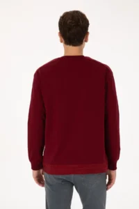 US Polo Assn. Men comfort Fit Crew Neck Pocket Detailed Burgundy Sweatshirt - Image 5