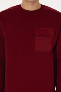 US Polo Assn. Men comfort Fit Crew Neck Pocket Detailed Burgundy Sweatshirt - Image 6