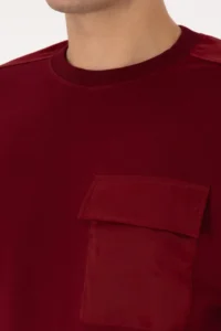 US Polo Assn. Men comfort Fit Crew Neck Pocket Detailed Burgundy Sweatshirt - Image 7