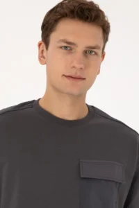 US Polo Assn. Men comfort Fit Crew Neck Pocket Detailed Gray Sweatshirt - Image 2