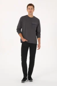 US Polo Assn. Men comfort Fit Crew Neck Pocket Detailed Gray Sweatshirt - Image 4